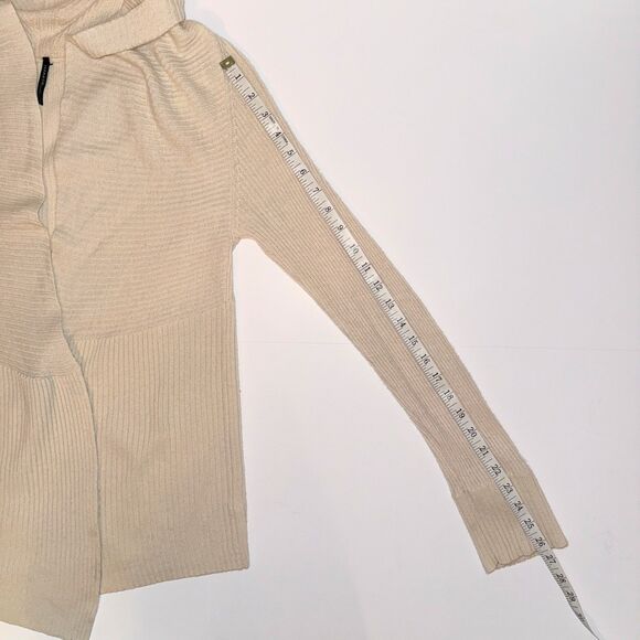 Isda & Co 100% Cashmere Open Front Cardigan Sweater Cream Long Sleeve Classic S - Picture 8 of 13
